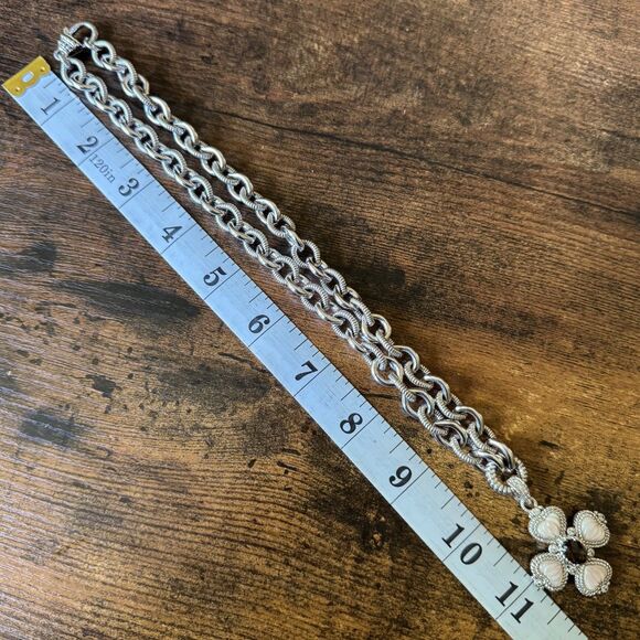 Judith Ripka 925 Silver Pink MOP Heart + CZ Maltese Cross Pendant Chain Necklace - Picture 17 of 17